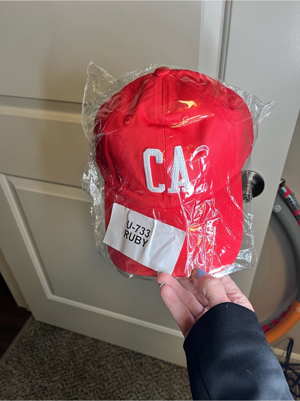 Red CA Embroidered Baseball Cap - Unbranded